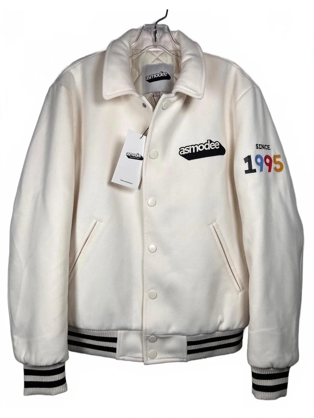 asmodee Team USA Statue of Liberty White Quilted Varsity Jacket Size S NWT